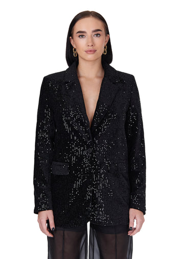 Black Sequin Tailored Blazer - view 5