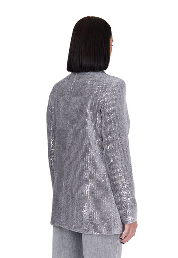 Silver Sequin Tailored Blazer - view 4