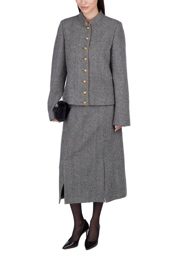 Gray Cropped Jewel-Button Jacket - view 4