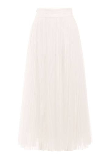 Ivory Button Cardigan Pleated Skirt Set - view 3