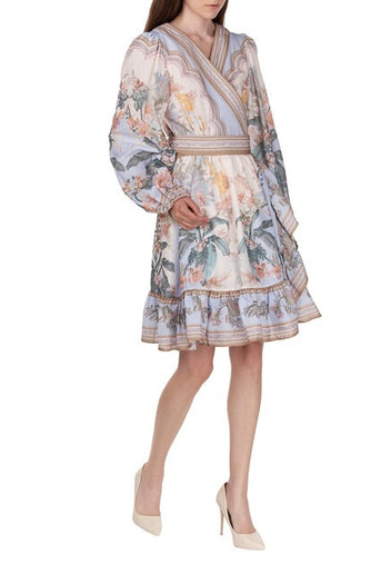 Pastel Floral Wrap Mini Dress - view 3