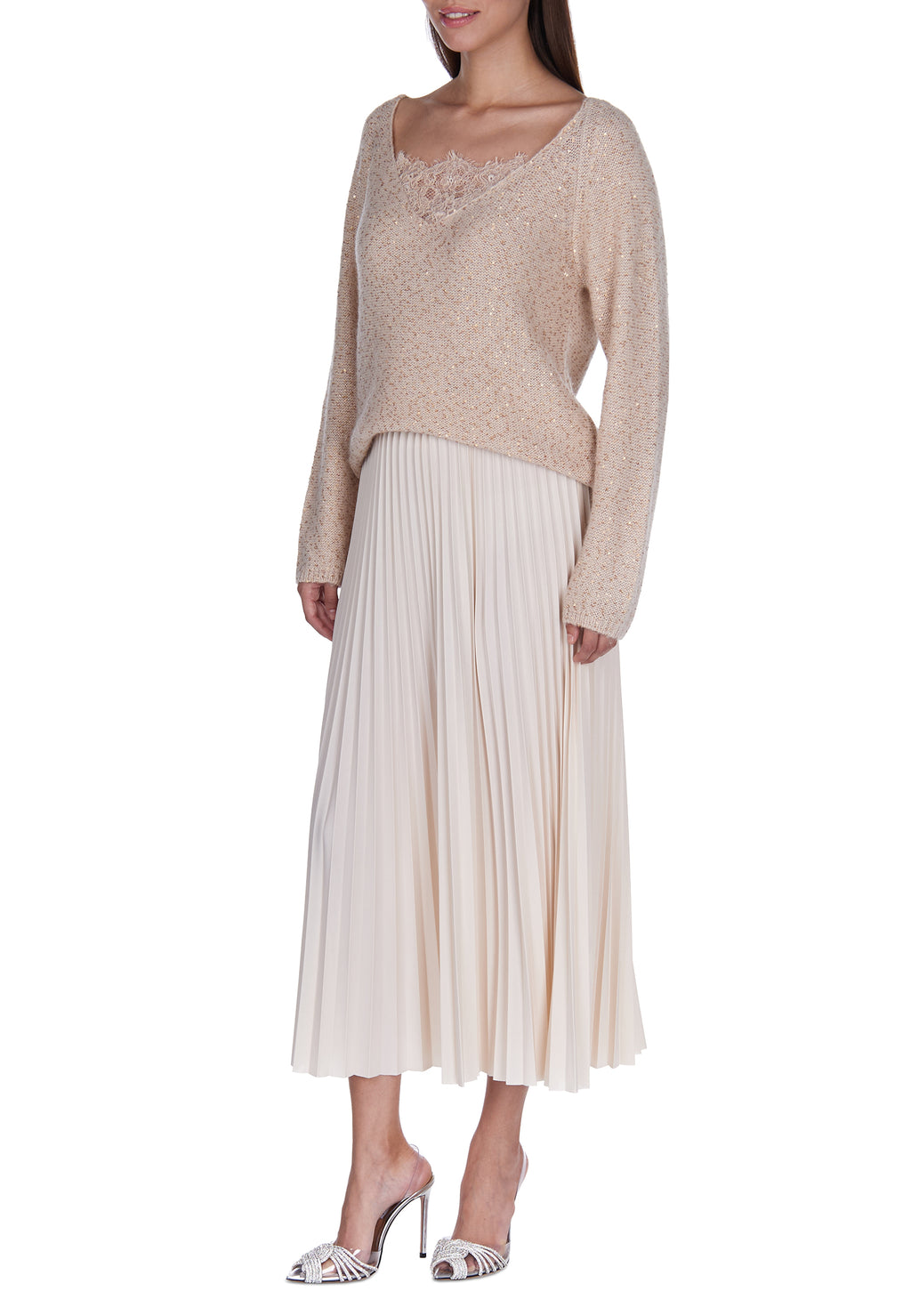 Gray Sfilato pleated skirt - view 3