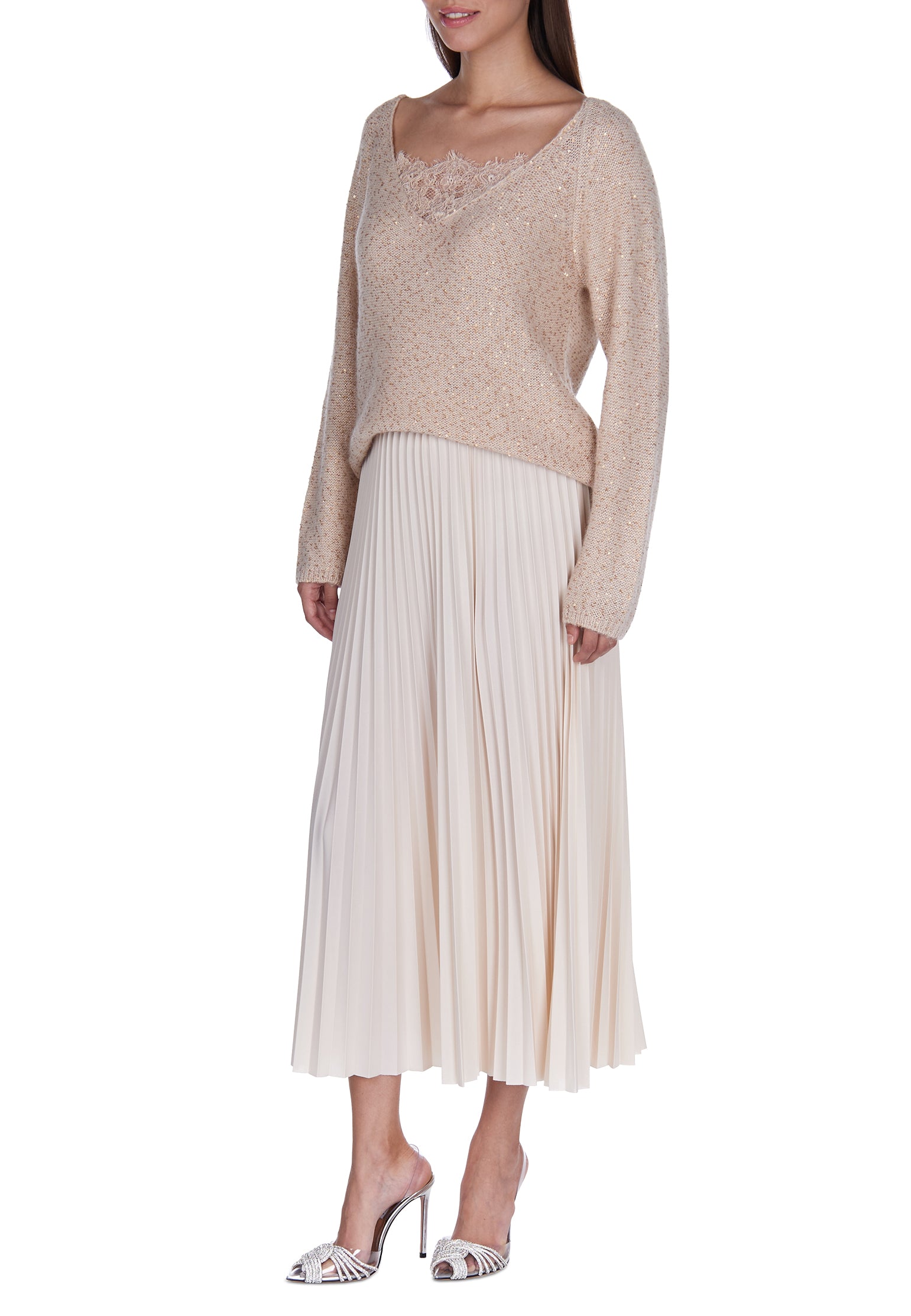 Gray Sfilato pleated skirt - view 3