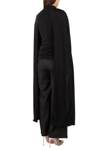 Black Ribbed Long-Sleeve Trouser Set - view 2