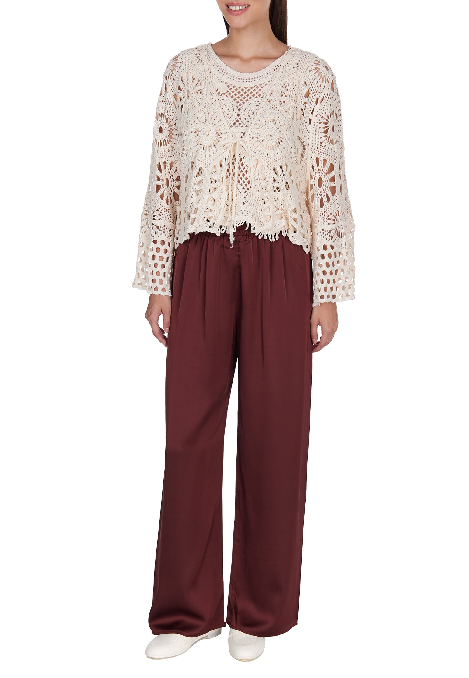 Gray and Burgundy Sfilato cardigan - view 3