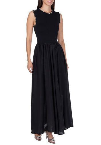 Black Sleeveless Full-Skirt Midi Dress - view 3