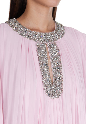 Pink Embroidered Caftan Midi Dress - view 5