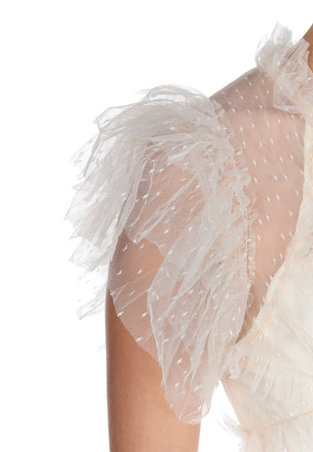 Ivory Feather-Texture Maxi Dress - view 4