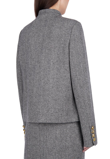 Gray Cropped Jewel-Button Jacket - view 5