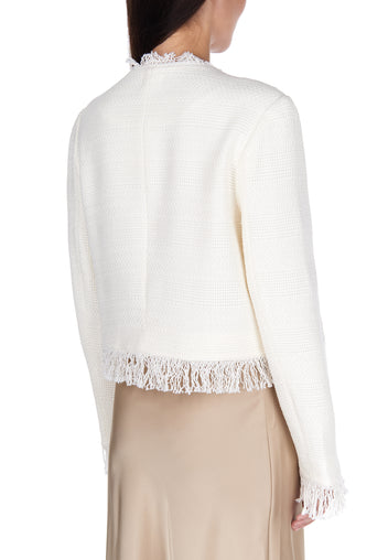 Ivory Fringe-Trim Cropped Jacket - view 4