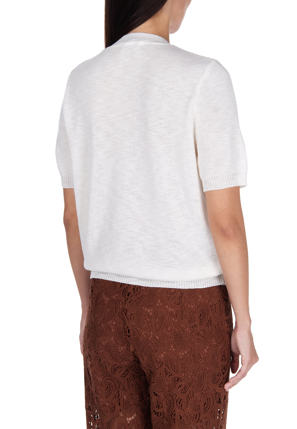 White and Brown Sfilato pullover - view 5