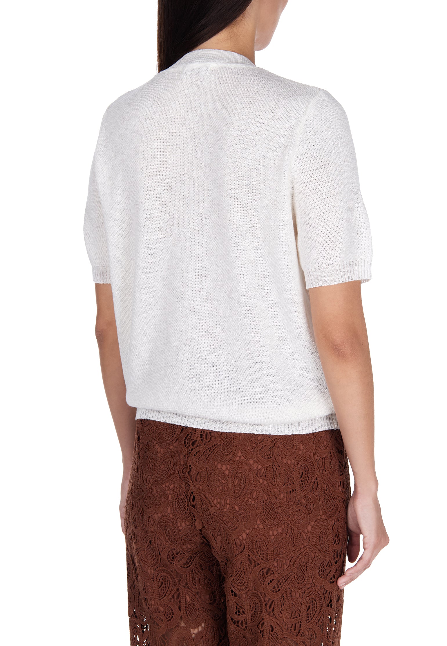 White and Brown Sfilato pullover - view 5