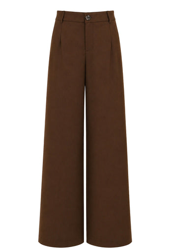 Brown Tailored Vest and Wide-Leg Trouser Set - view 2