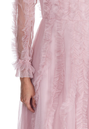 Pink Lace V-Neck Midi Dress - view 6
