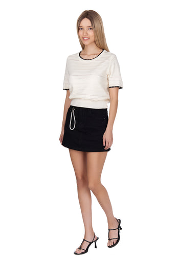 Black Denim Mini Skirt - view 2