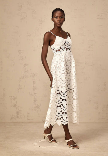 Ivory Lace Slip Midi Dress - view 2