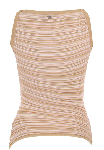 Beige Strapless Pleated Knit Set - view 4