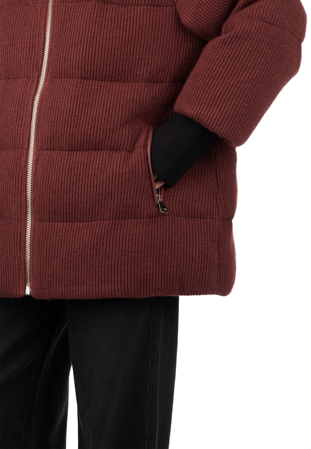 Burgundy Sfilato puffer jacket - view 3