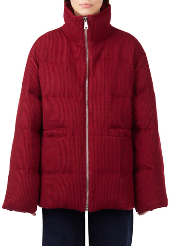 Burgundy Sfilato puffer jacket - view 3
