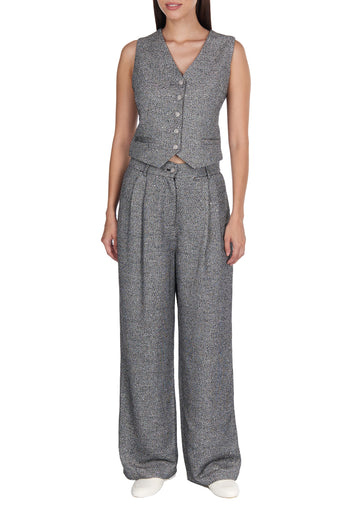 Graphite Waistcoat and Wide-Leg Trouser Suit - view 4