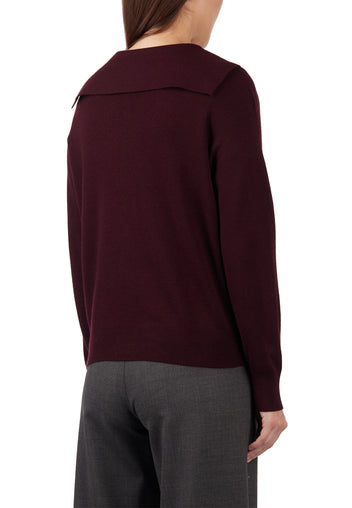Wine Zip-Front Knit Cardigan - view 4