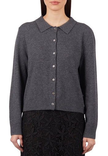 Graphite Button-Front Knit Cardigan - view 2
