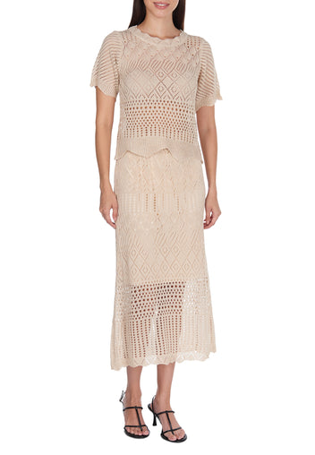 Ivory Pointelle Short-Sleeve Skirt Set - view 5