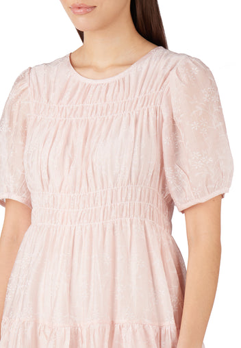 Blush Pleated Short-Sleeve Midi Dress - view 6