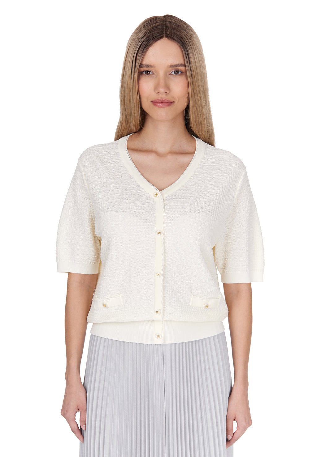 White and Gray Sfilato cardigan - view 3