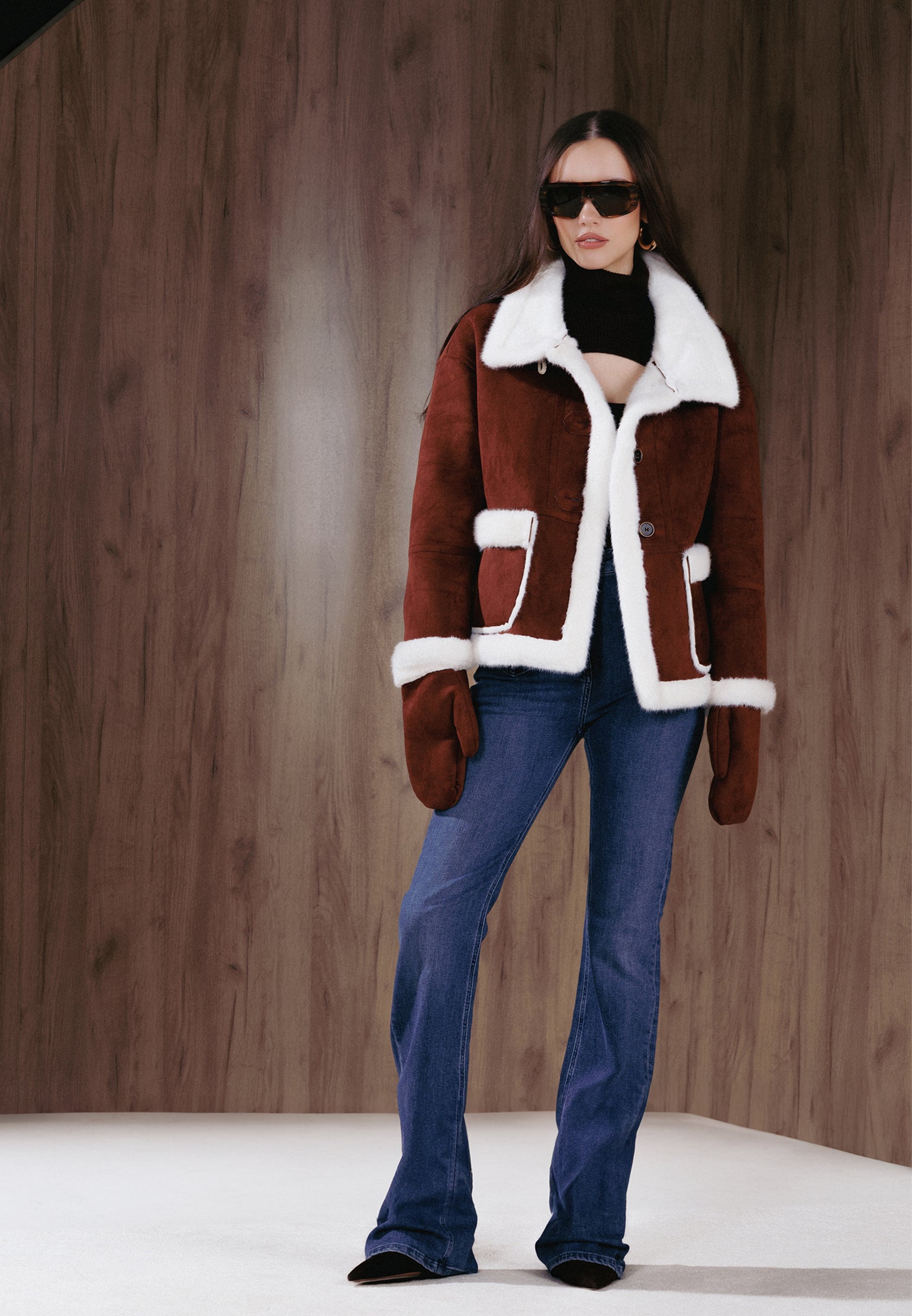 Brown Sfilato sheepskin coat - view 2