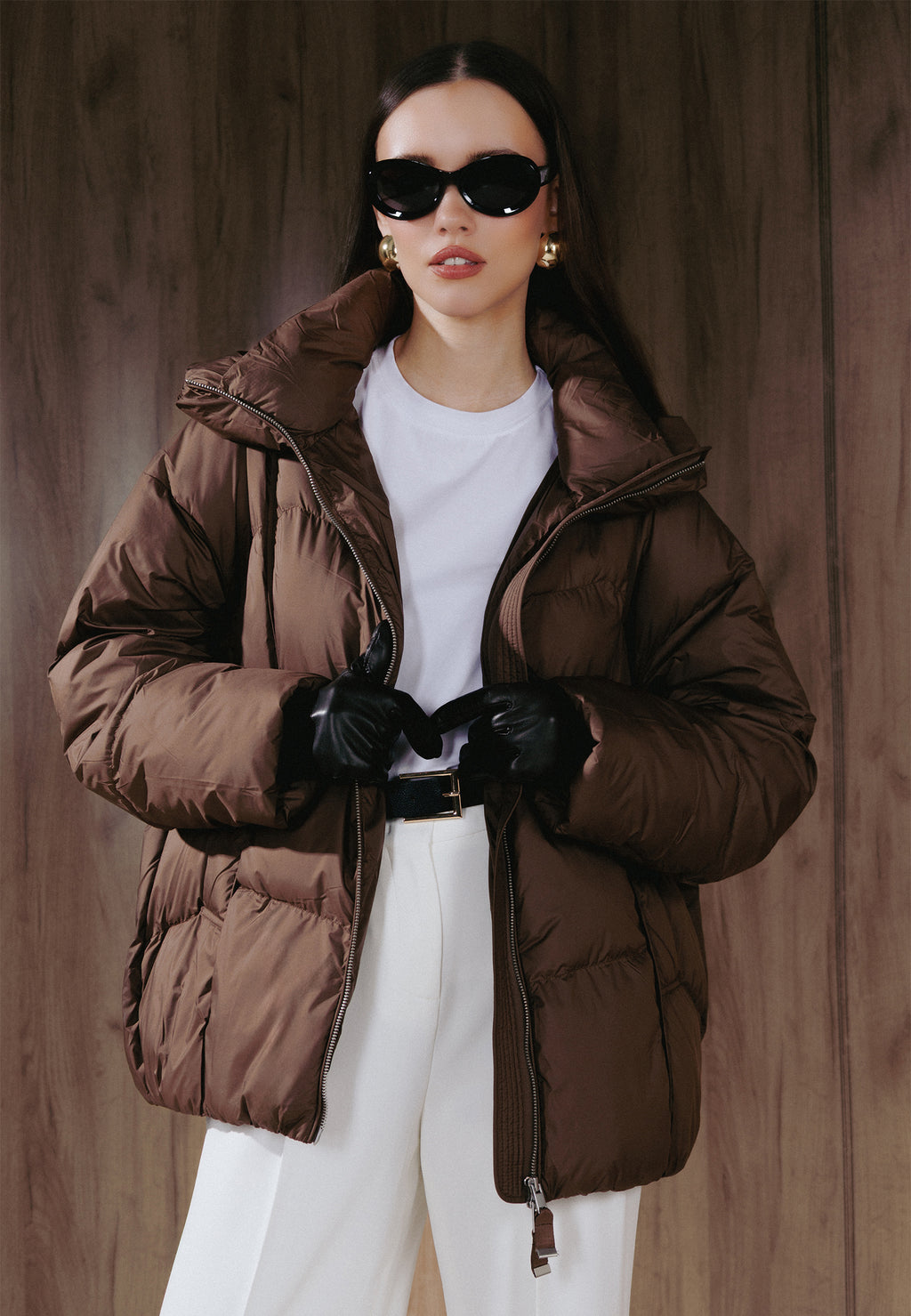 Brown Sfilato puffer jacket - view 3