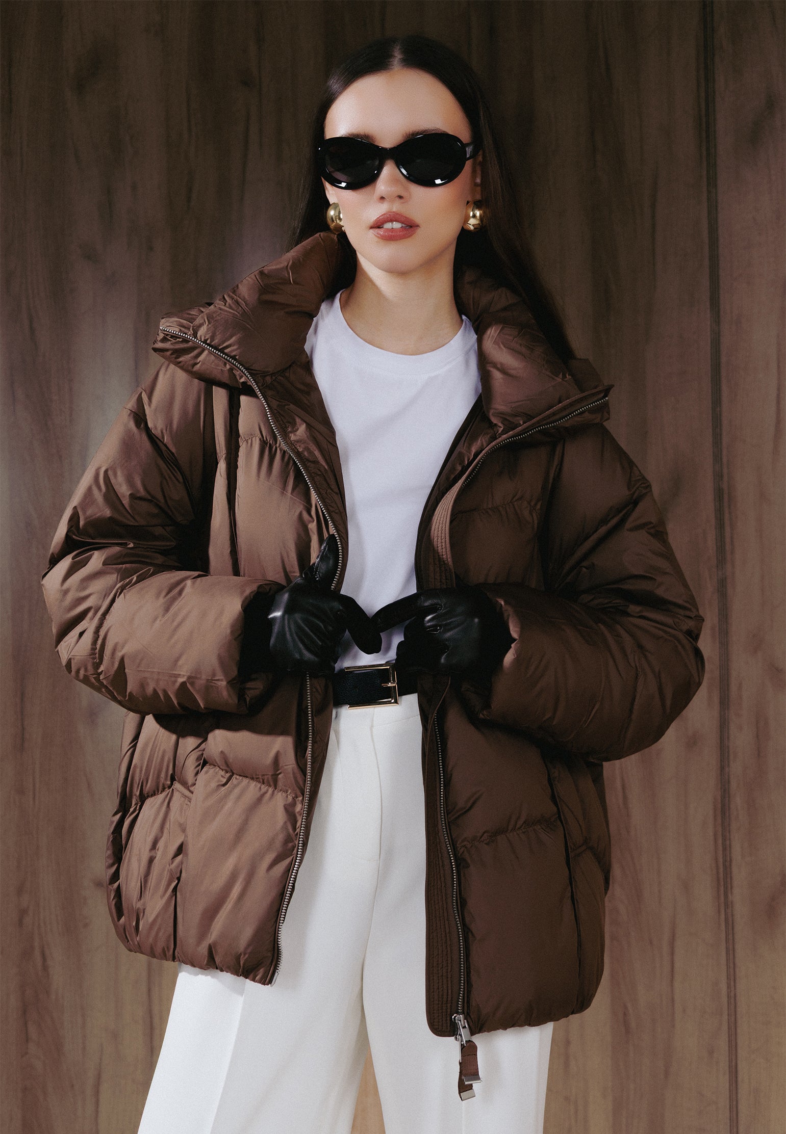 Brown Sfilato puffer jacket - view 3