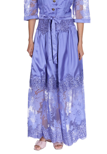 Blue Floral Puff-Sleeve Mini Dress Set - view 9