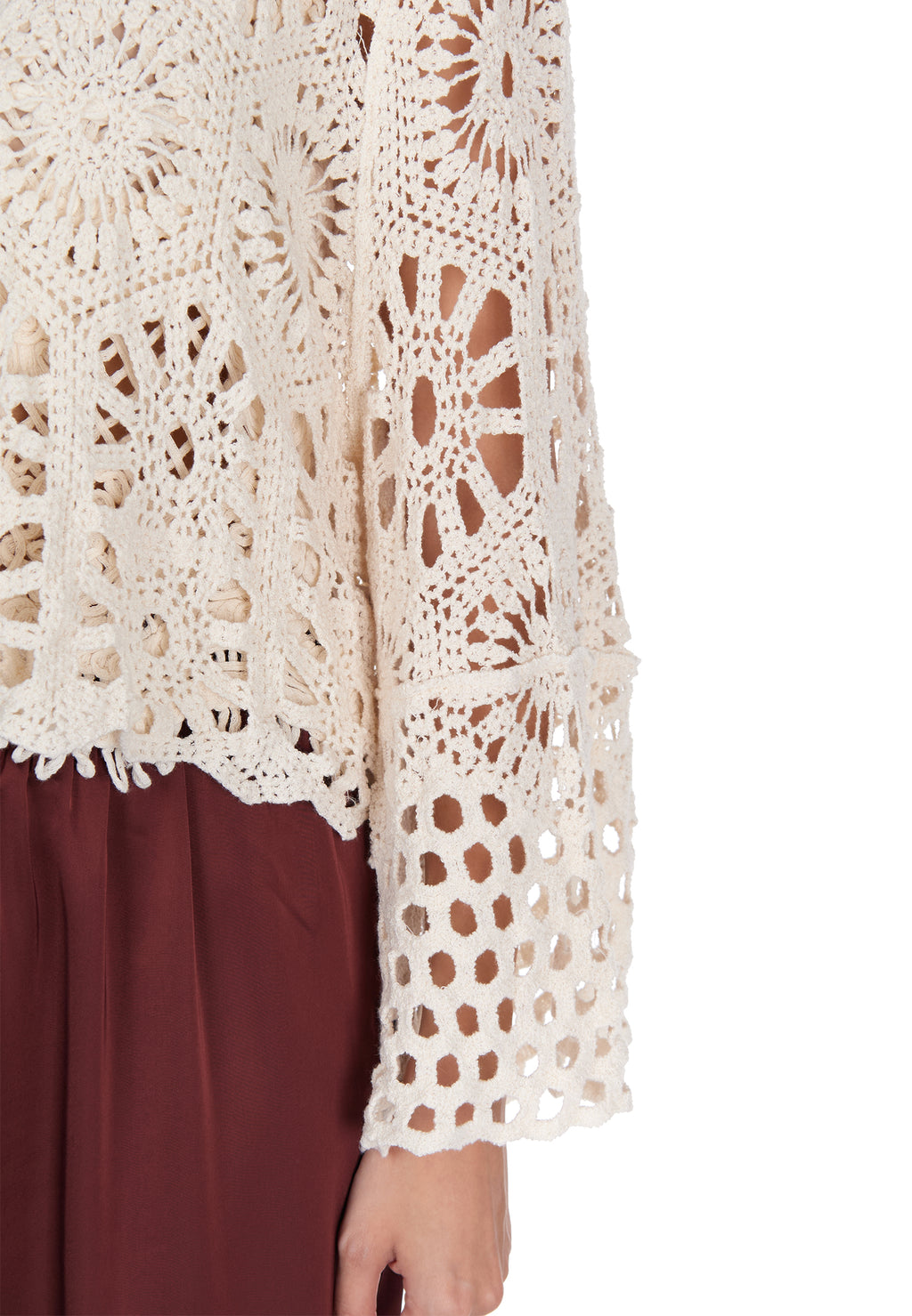 Gray and Burgundy Sfilato cardigan - view 6