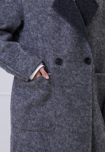 Graphite Shawl-Collar Long Wool Coat - view 7