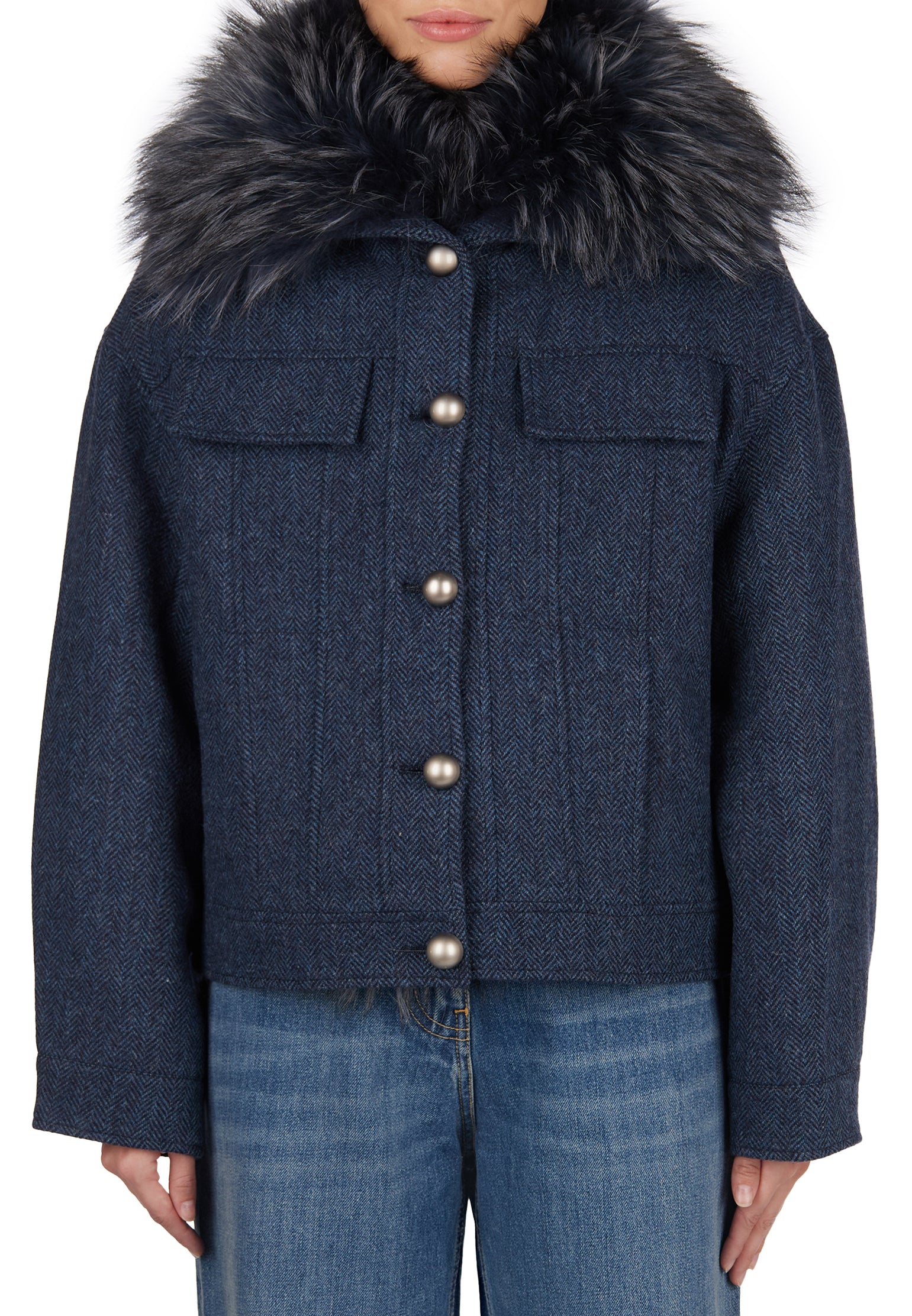 Navy Sfilato puffer jacket - view 3