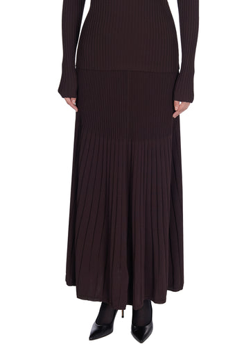 Chocolate Ribbed Knit Top and Skirt Set - view 6