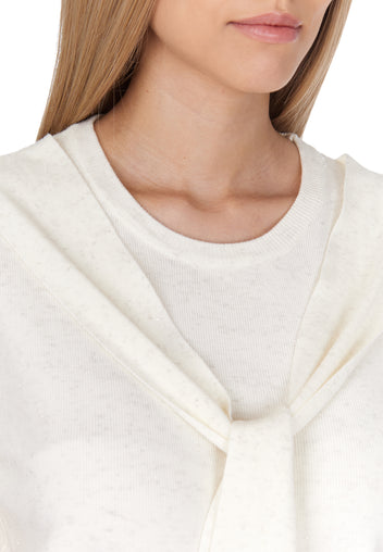 Ivory Tie-Front Short-Sleeve Knit Top - view 7