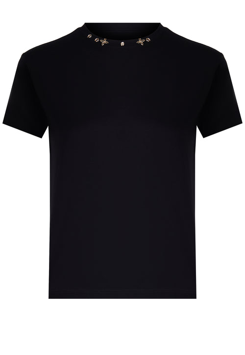 Black Jewel-Neck T-Shirt - view 1