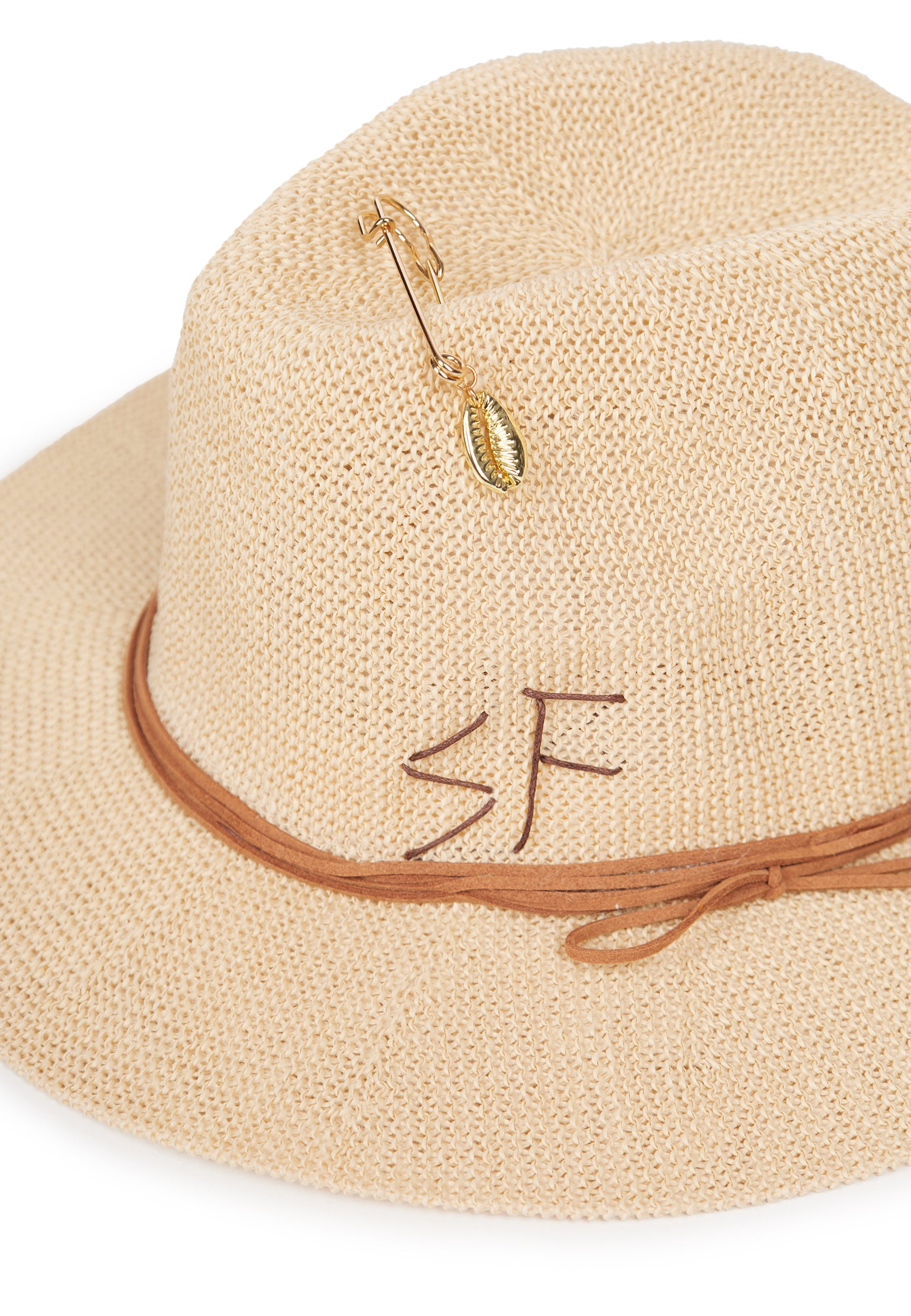 Cream and Beige Sfilato hat - view 5