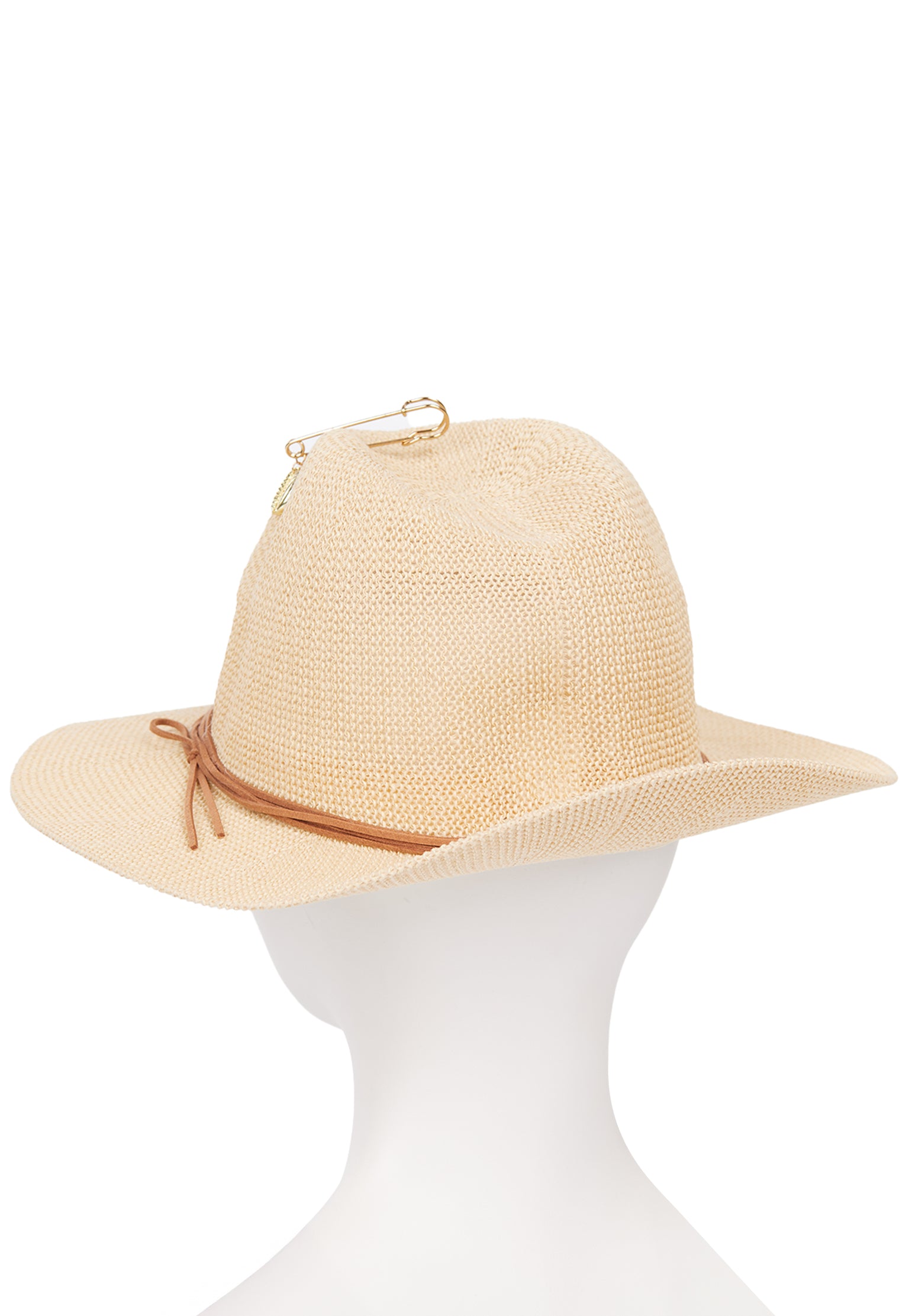 Cream and Beige Sfilato hat - view 4