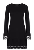 Black Crochet-Hem Long-Sleeve Mini Dress - view 1