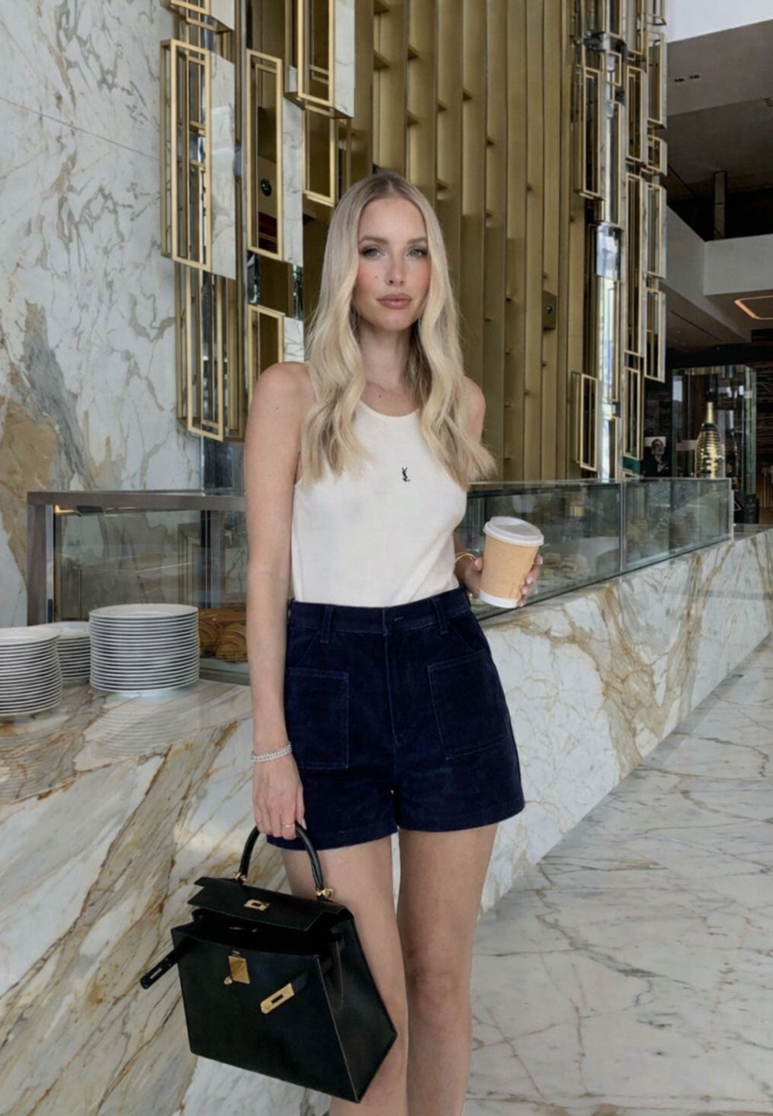 Navy and Brown Sfilato shorts - view 2