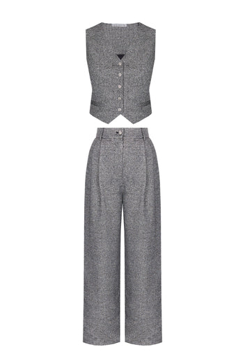 Graphite Waistcoat and Wide-Leg Trouser Suit - view 1
