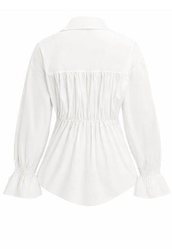 White Denim Corset-Panel Shirt - view 2