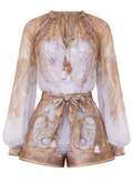 Champagne Embroidered Blouse and Shorts Set