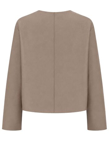 Taupe Pocket-Front Cropped Jacket - view 4