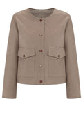 Taupe Pocket-Front Cropped Jacket - view 1