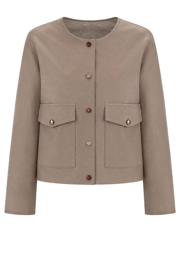 Taupe Pocket-Front Cropped Jacket - view 1
