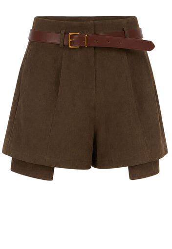 Olive Belted Tailored Shorts - view 1